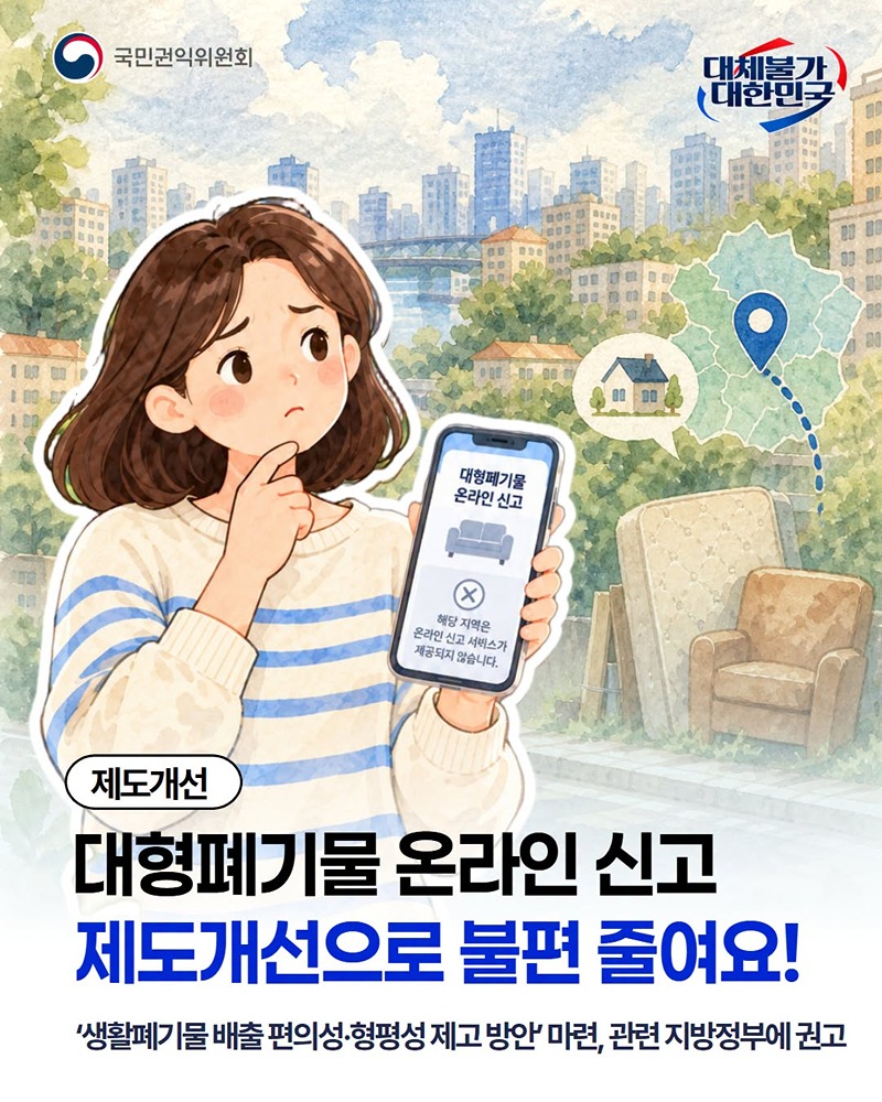 대형폐기물 온라인 신고 제도개선으로 불편 줄여요! 하단내용 참조