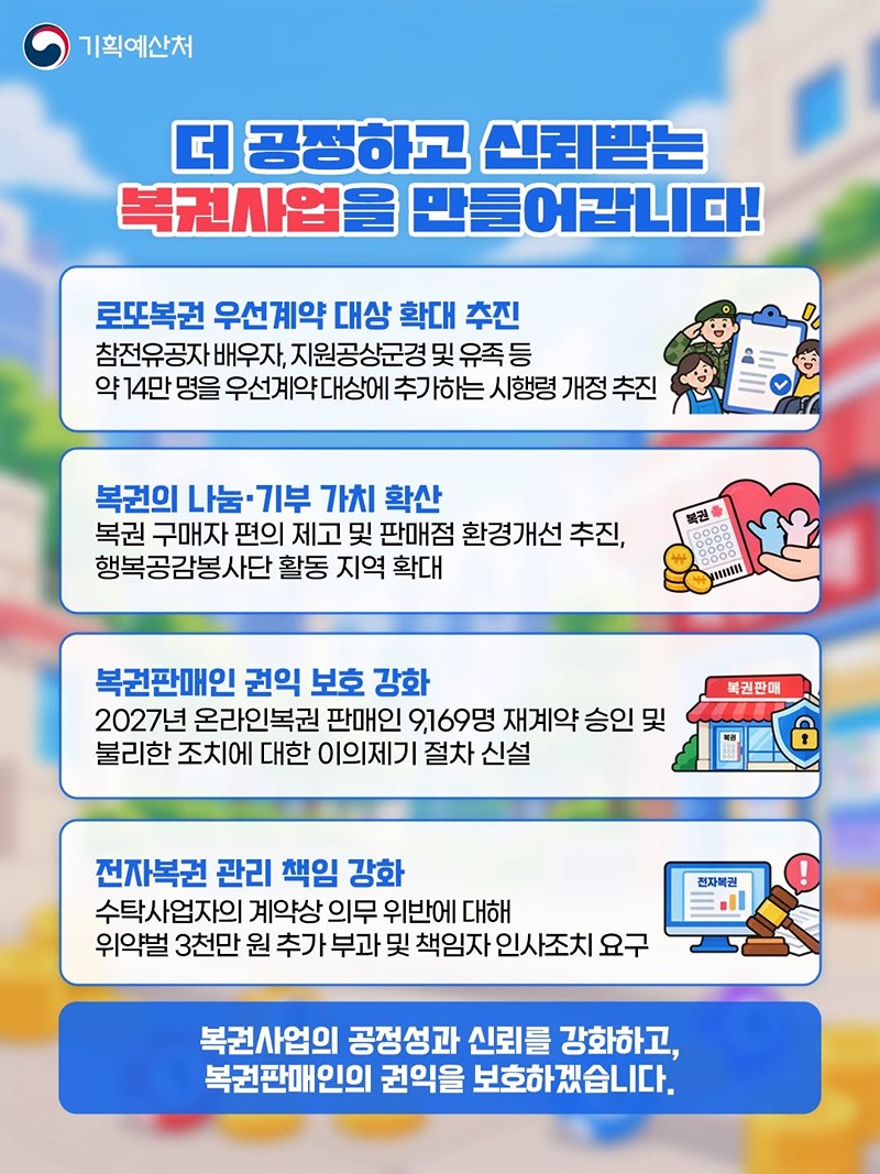 복권사업, 더 공정하고 신뢰받도록!