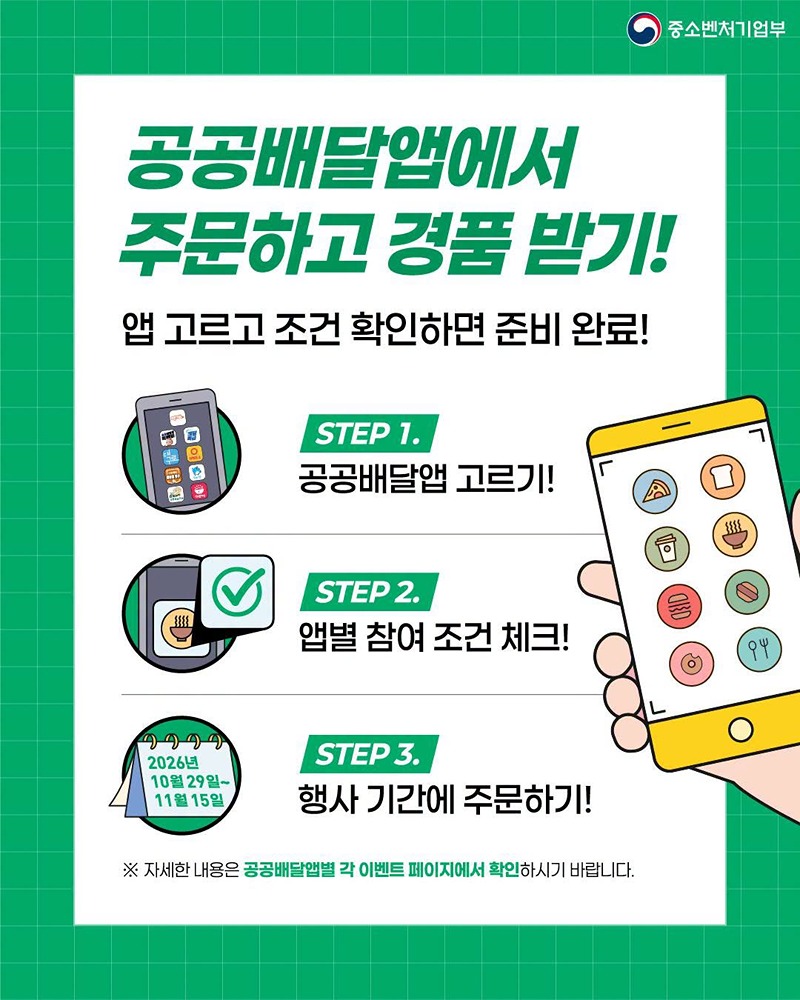 공공배달앱 경품 이벤트, 주문하고 경품 받고!