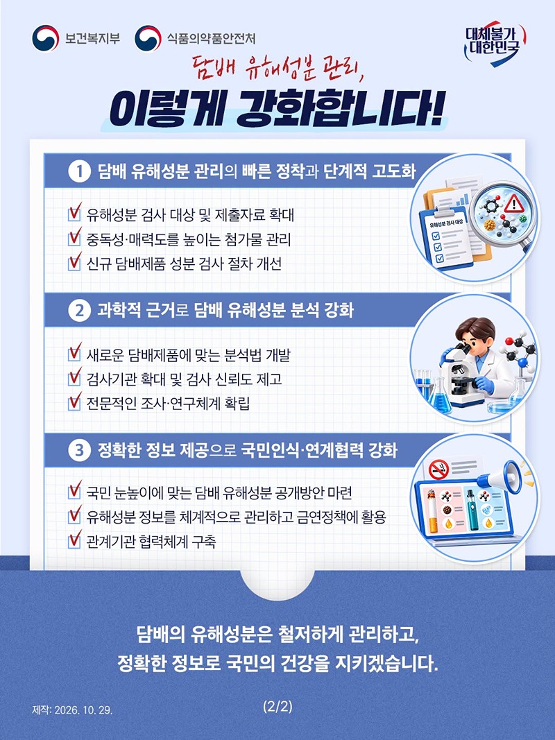 담배의 위험은 더 명확히, 유해성분 관리는 더 엄격하게!