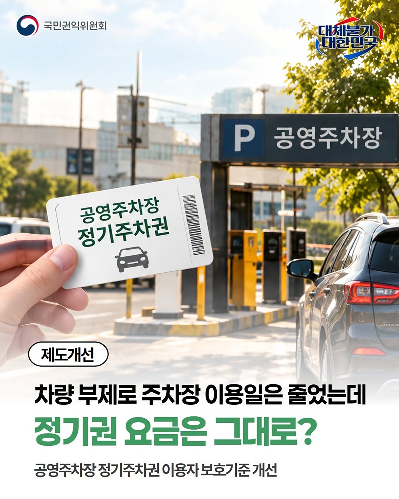 차량 부제로 주차장 이용일은 줄었는데 정기권 요금은 그대로?
