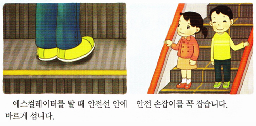 초등학교 2학년 교과서에 ‘승강기 이용의 안전한 방법’이 실렸다. 이로써 승강기 안전의식 개선에 한걸음 다가가게 됐다. 실제 교과서에 실린 내용의 일부이다. ⓒ행정안전부