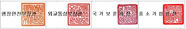 한글 전서체로 새긴 관인(예시) 