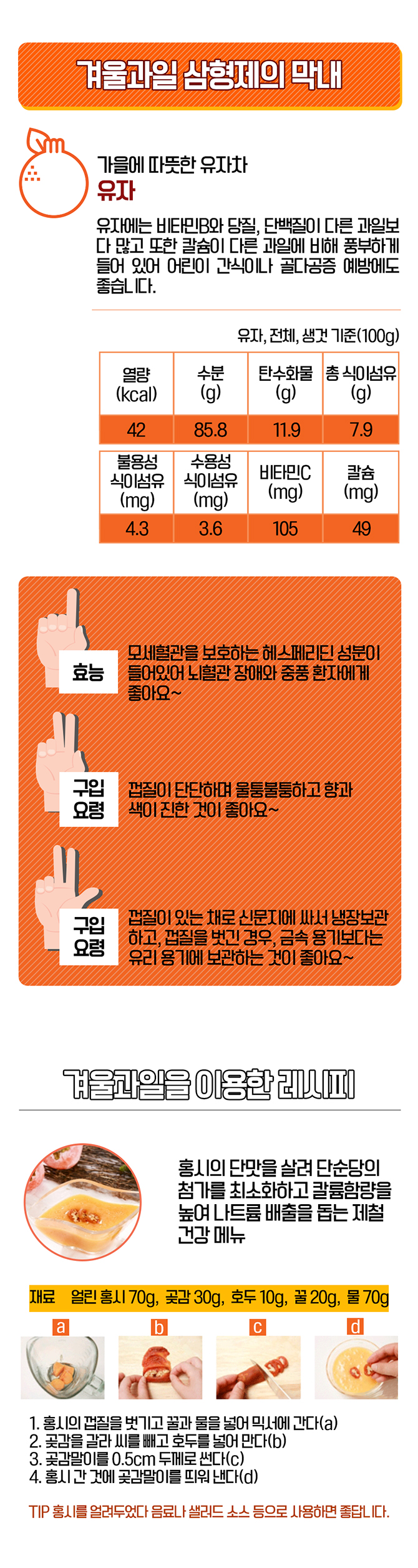 새콤달콤 겨울 제철 과일 알아보기 하단내용 참조