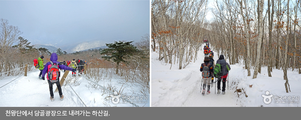 천왕단에서 당골광장으로 내려가는 하산길