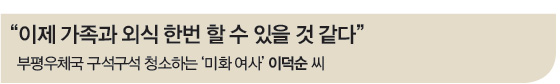 “이제 가족과 외식 한번 할 수 있을 것 같다” 부평우체국 구석구석 청소하는 ‘미화 여사’ 이덕순 씨 “이제 가족과 외식 한번 할 수 있을 것 같다” 부평우체국 구석구석 청소하는 ‘미화 여사’ 이덕순 씨