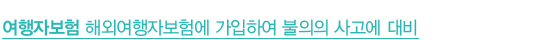 여행자보험 해외여행자보험에 가입하여 불의의 사고에 대비
