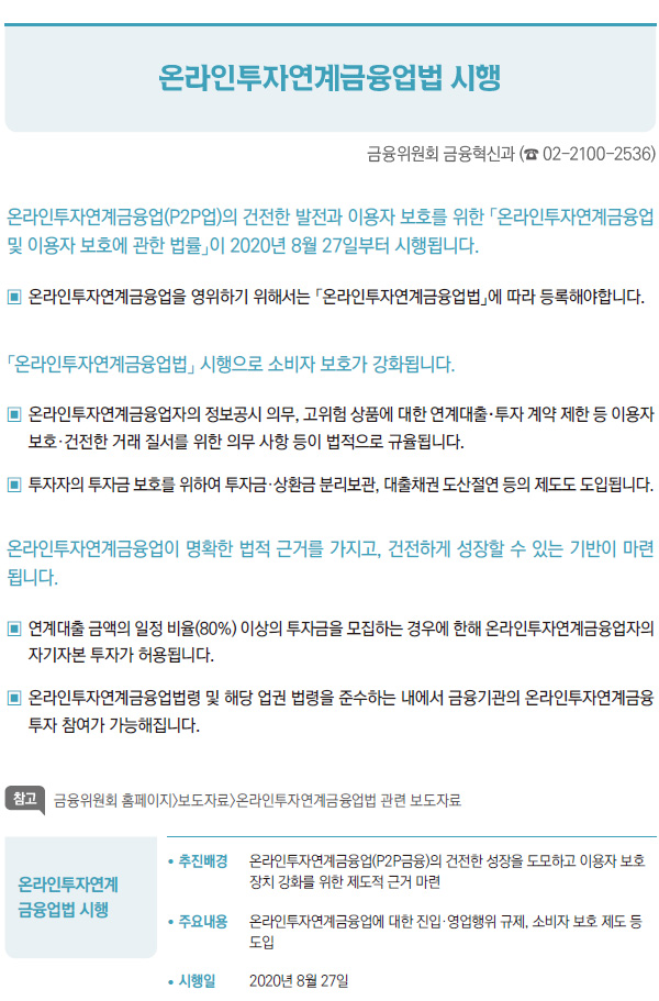 온라인투자연계금융업법 시행