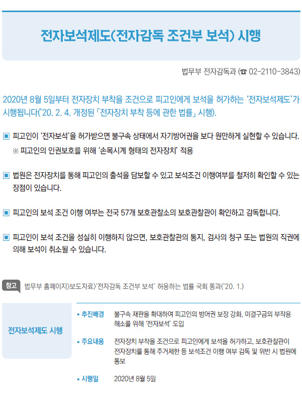 전자보석제도(전자감독 조건부 보석) 시행 (법무부)