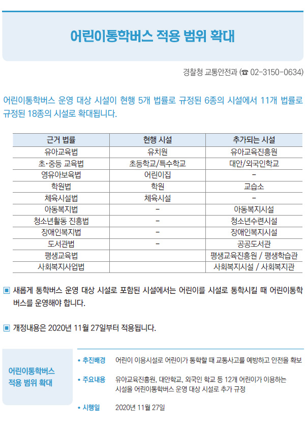 어린이통학버스 적용 범위 확대 (경찰청)