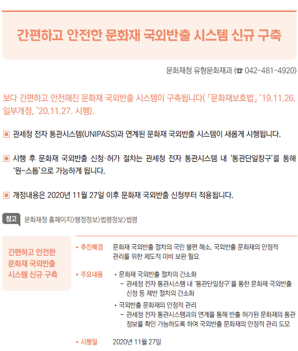 간편하고 안전한 문화재 국외반출 시스템 신규 구축 (문화재청)