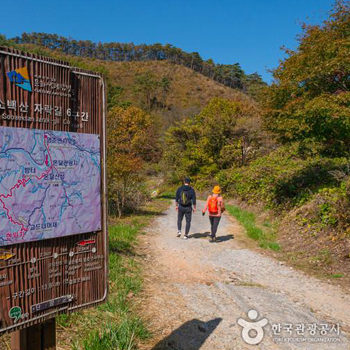 소백산 자락길 6구간의 시작, 모자의 모습