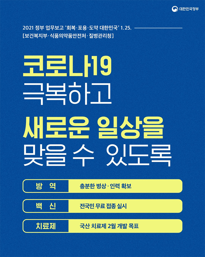 2021 보건복지부, 질병관리청, 식품의약품안전처 업무보고 하단내용 참조