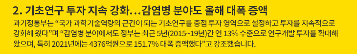 2. 기초연구 투자 지속 강화…감염병 분야도 올해 대폭 증액