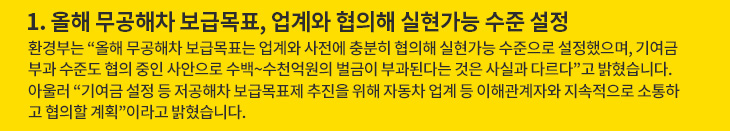1. 올해 무공해차 보급목표, 업계와 협의해 실현가능 수준 설정