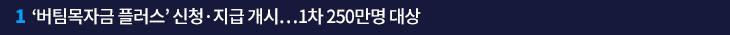 1. ‘버팀목자금 플러스’ 신청·지급 개시…1차 250만명 대상