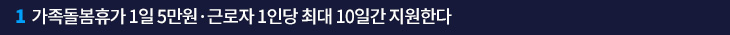 1. 가족돌봄휴가 1일 5만원·근로자 1인당 최대 10일간 지원한다