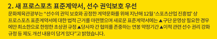 2. 새 프로스포츠 표준계약서, 선수 권익보호 우선