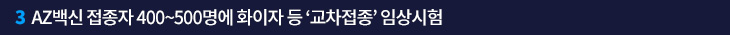 3. AZ백신 접종자 400~500명에 화이자 등 ‘교차접종’ 임상시험