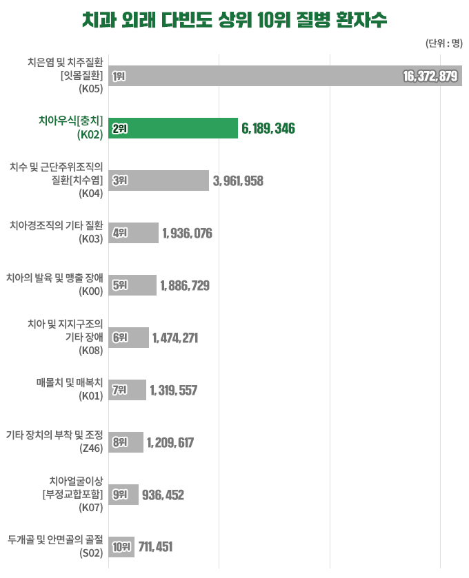 치과 외래 다빈도 질병 순위