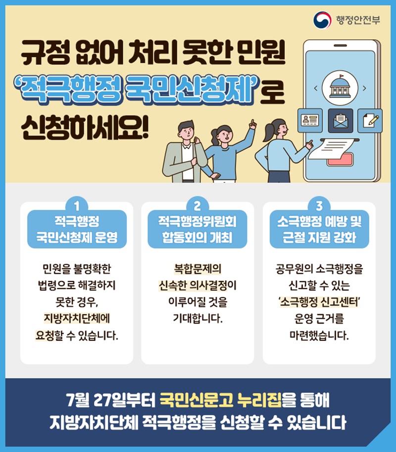 규정 없어 처리 못한 민원 ‘적극행정 국민신청제’로 신청하세요! 하단내용 참조