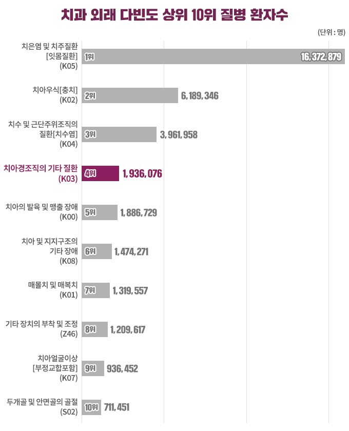 치과 외래 다빈도 질병 순위