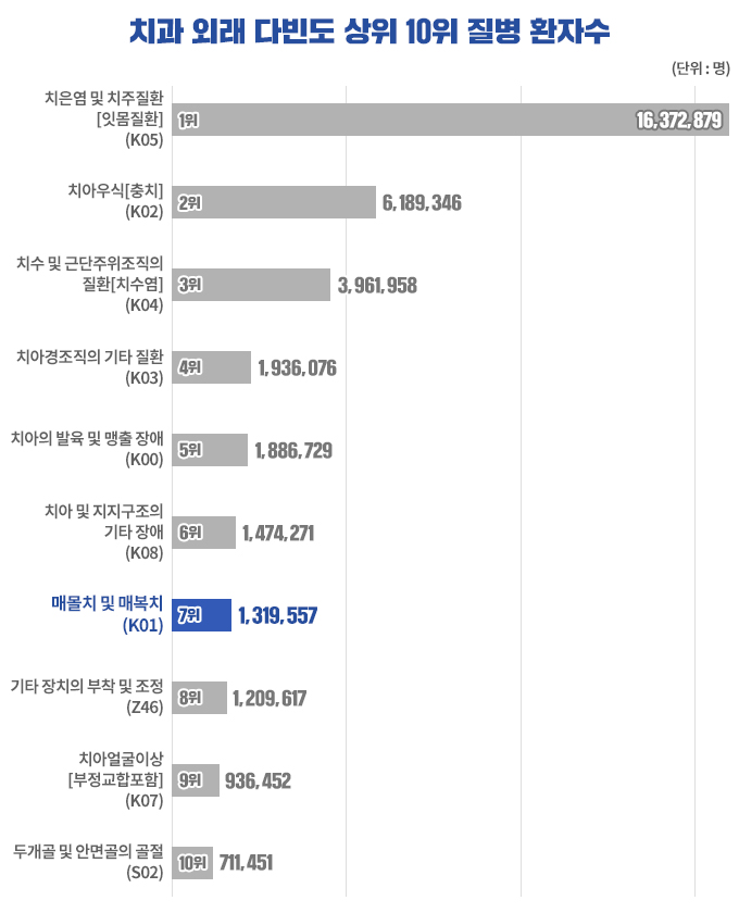 치과 외래 다빈도 질환 순위