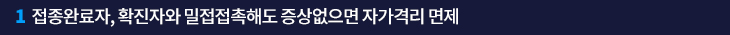 1. 접종완료자, 확진자와 밀접접촉해도 증상없으면 자가격리 면제