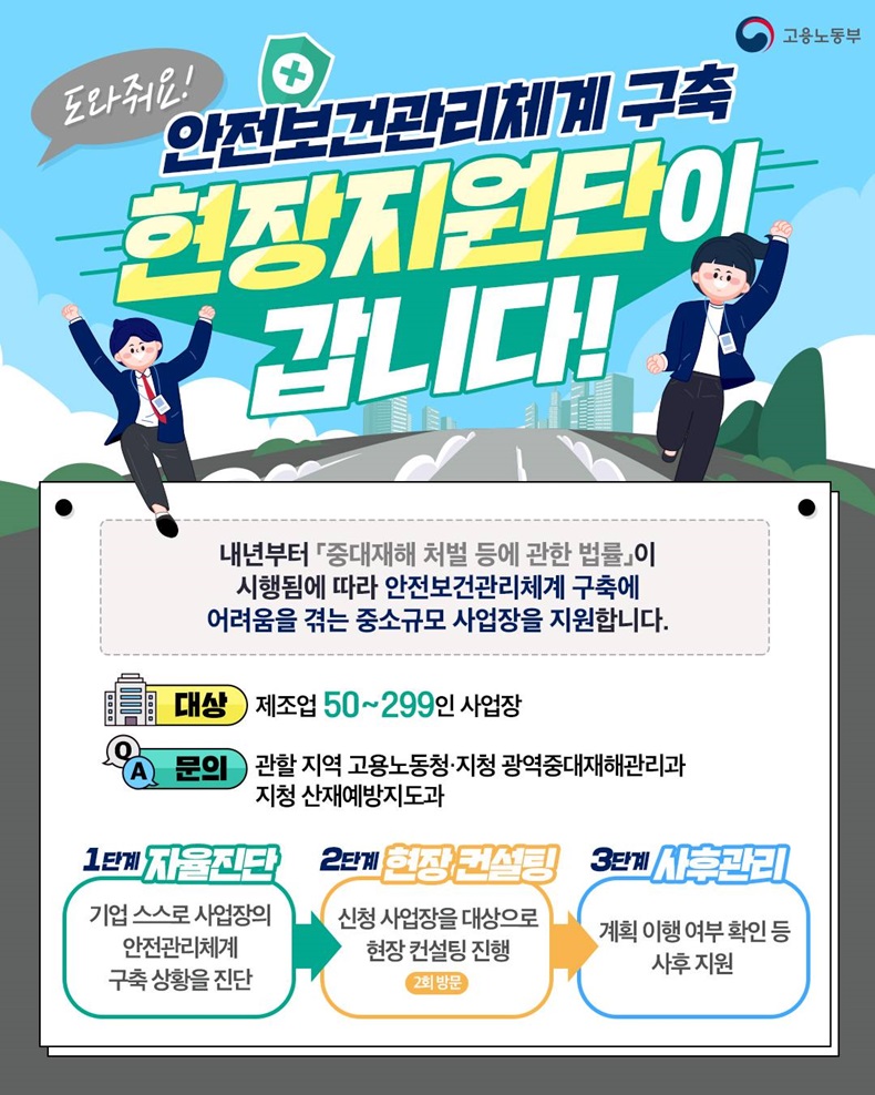 고용부, 안전보건관리체계 구축 지원 고용부, 안전보건관리체계 구축 지원. 하단내용 참조