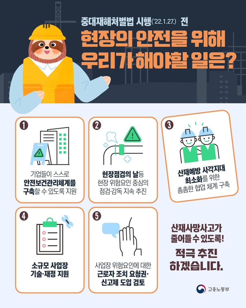 중대재해처벌법 시행 전, 현장의 안전을 위해 우리가 해야할 일은? 하단내용 참조