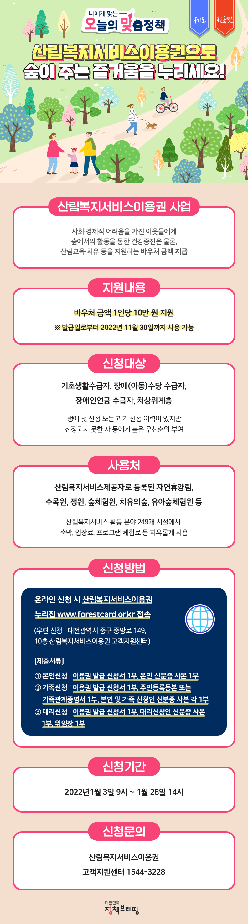 산림복지서비스이용권 산림복지서비스이용권, 하단내용 참조