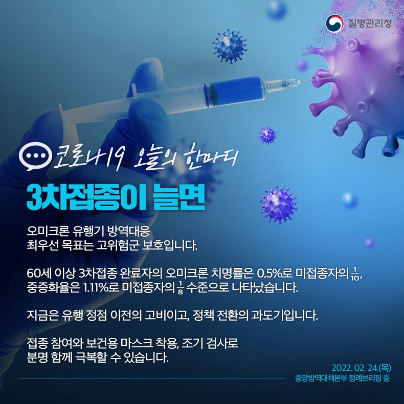 [코로나19 오늘의 한마디] 3차접종이 늘면