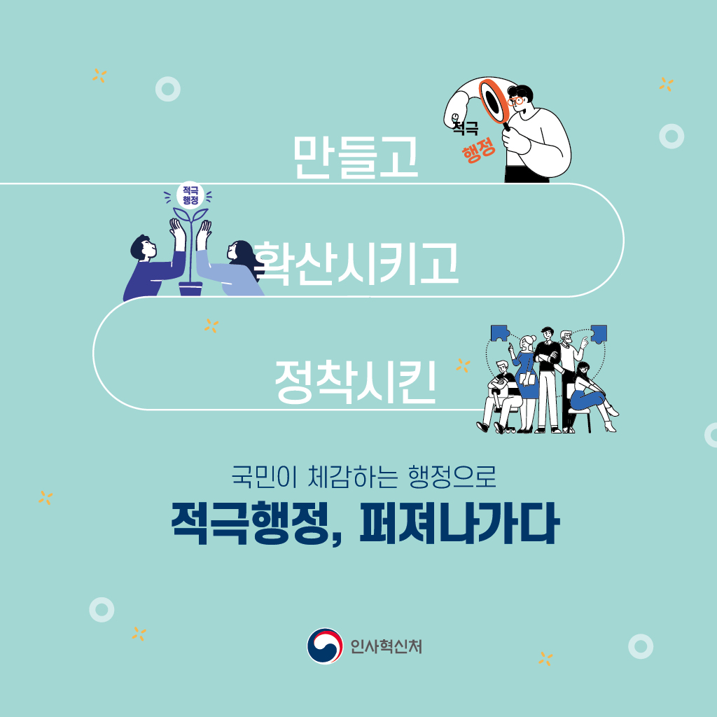 만들고 확산시키고 정착시킨 국민이 체감하는 해정으로 적극행정, 퍼져나가다 인사혁신처