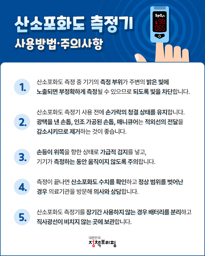 산소포화도 측정기 사용 방법