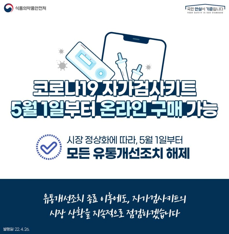코로나19 자가검사키트 5월 1일부터 온라인 구매 가능-하단내용참조