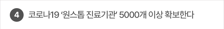 4. 코로나19 ‘원스톱 진료기관’ 5000개 이상 확보한다