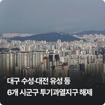 대구 수성·대전 유성 등 6개 시군구 투기과열지구 해제 - 투기과열지구 49→43곳, 조정대상지역 112곳→101곳