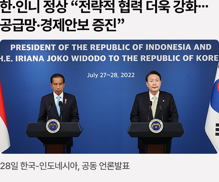 한·인니 정상 “전략적 협력 더욱 강화…공급망·경제안보 증진” - 28일 한국-인도네시아, 공동 언론발표