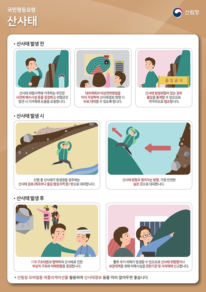 산사태 대비 국민 행동요령 산사태 대비 국민 행동요령-하단내용참조