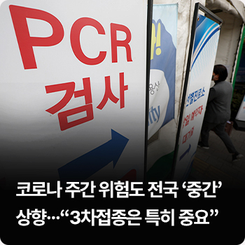 코로나 주간 위험도 전국 ‘중간’ 상향…“3차접종은 특히 중요”