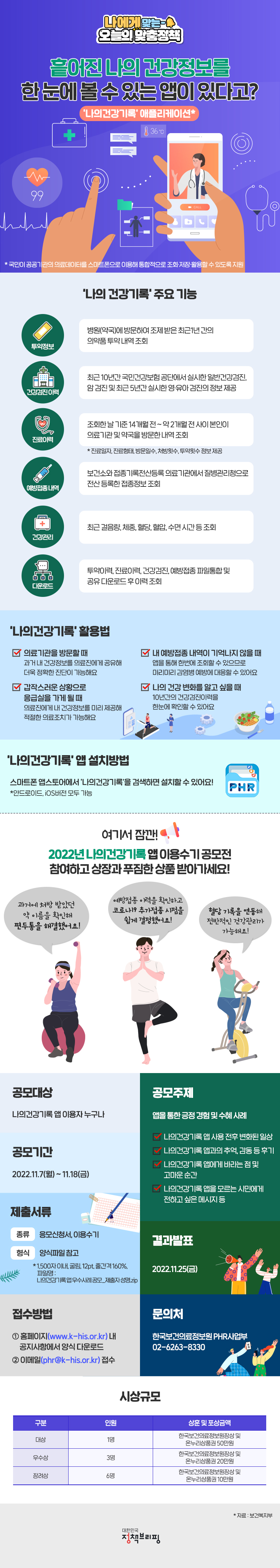 나의건강기록 앱 나의건강기록 앱, 하단내용 참고