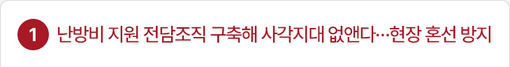 1. 난방비 지원 전담조직 구축해 사각지대 없앤다…현장 혼선 방지