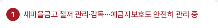 1. 새마을금고 철저 관리·감독…예금자보호도 안전히 관리 중
