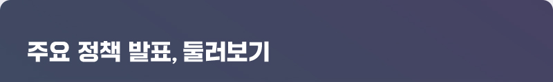 주요 정책 발표, 둘러보기