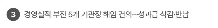 3. 경영실적 부진 5개 기관장 해임 건의…성과급 삭감·반납