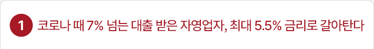 1. 코로나 때 7% 넘는 대출 받은 자영업자, 최대 5.5% 금리로 갈아탄다