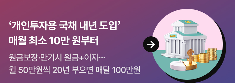 ‘개인투자용 국채 내년 도입’…매월 최소 10만 원부터 - 원금보장·만기시 원금+이자…월 50만원씩 20년 부으면 매달 100만원