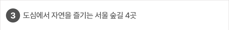 3. 도심에서 자연을 즐기는 서울 숲길 4곳