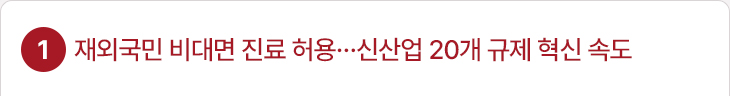 1. 재외국민 비대면 진료 허용…신산업 20개 규제 혁신 속도