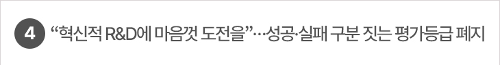 4. “혁신적 R&D에 마음껏 도전을”…성공·실패 구분 짓는 평가등급 폐지